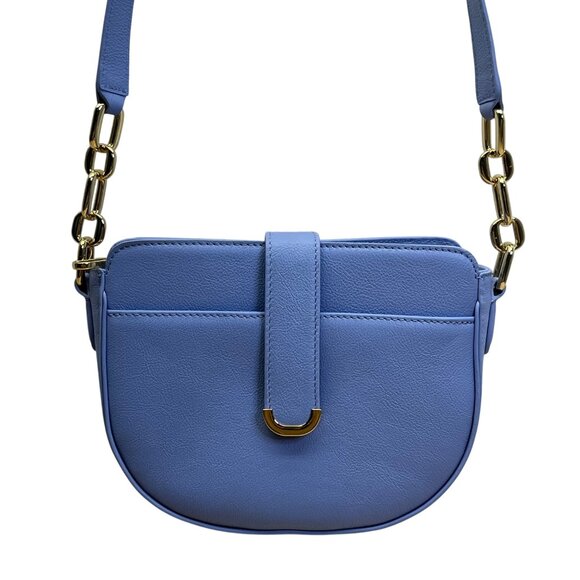 Talbots Blue Nappa Leather Gold Chain Strap Havana Crossbody Bag Size M - Picture 1 of 16